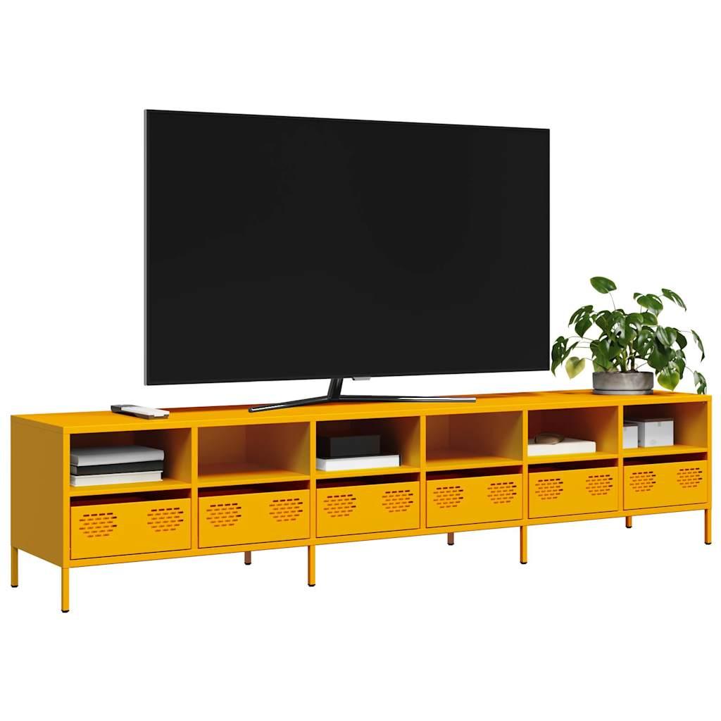 Tv-Bord 68X39X43,5 Cm Koldvalset Stål - 202 cm / sennepsgul