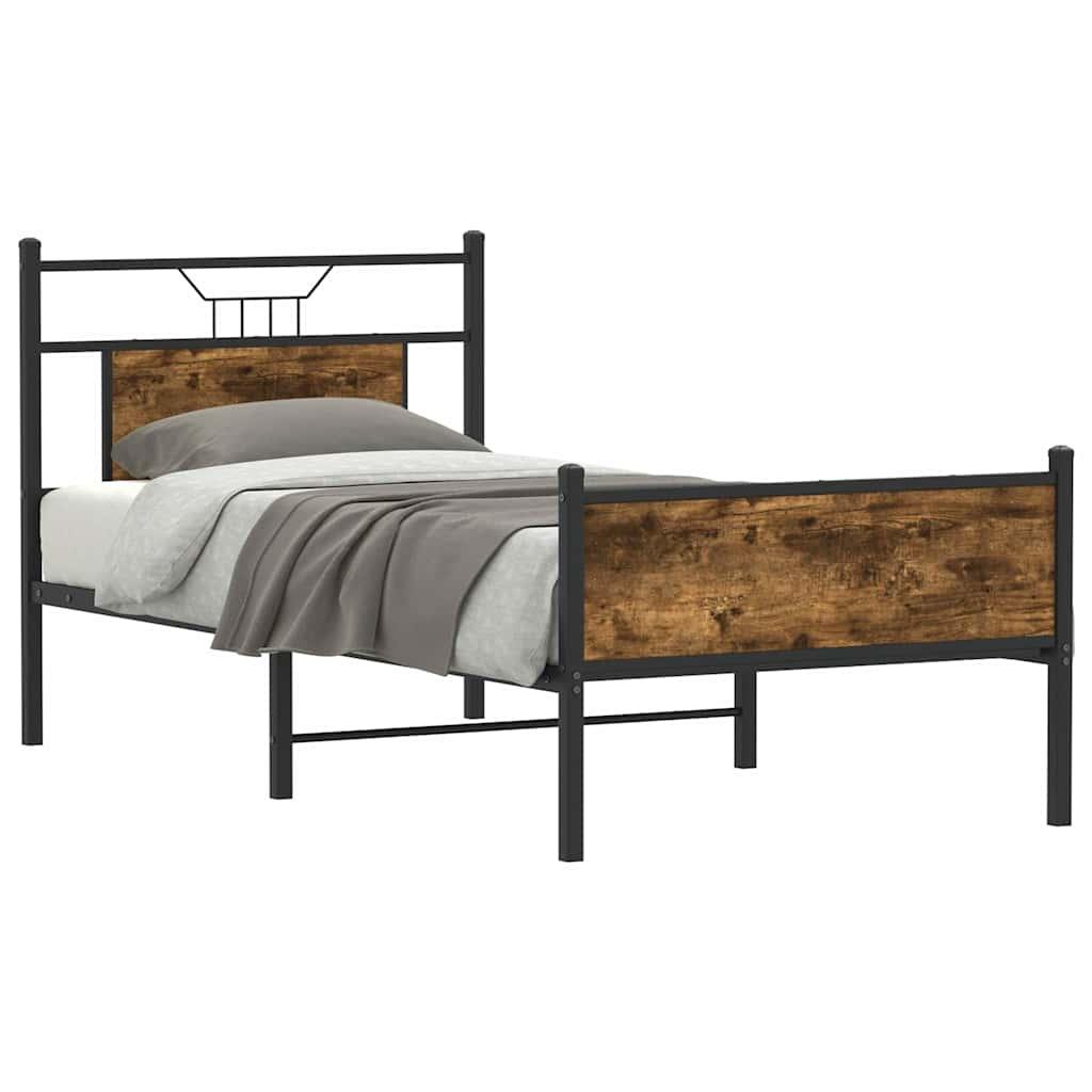 Sengeramme 90x200 cm uden madras konstrueret træ røget eg