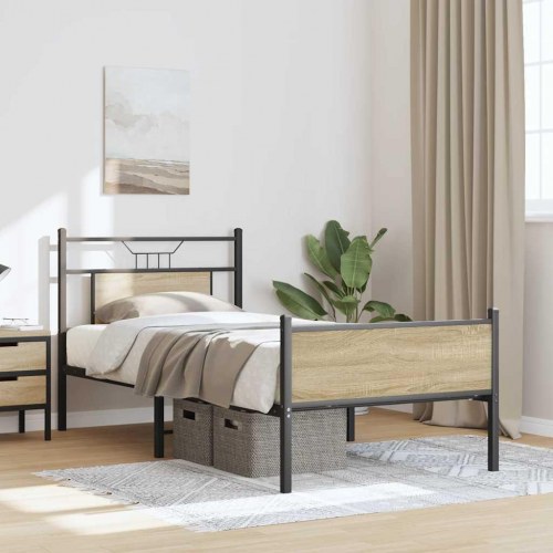 Sengeramme 80 x 200 cm med lamelbund - sonoma-eg