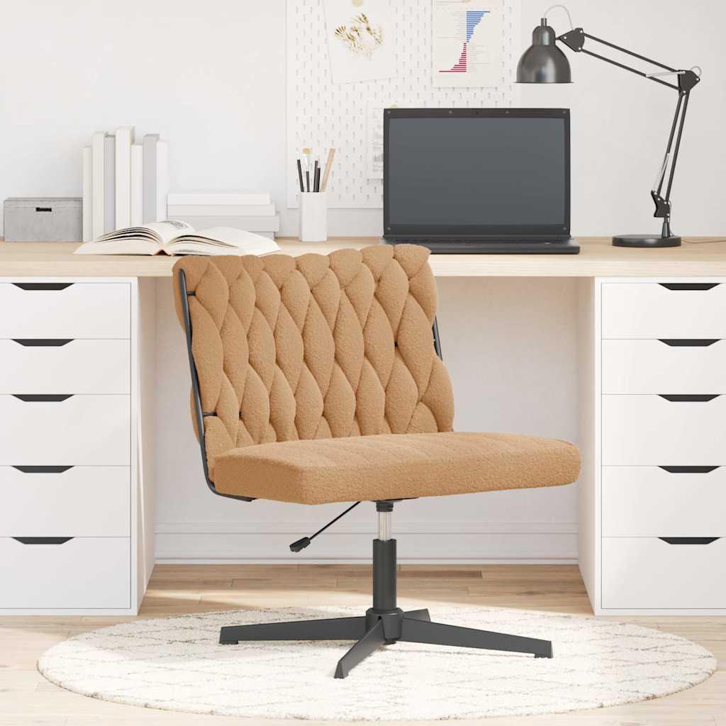 Drejelig Kontorstol Krøllet Uld-Lignende Stof - Beige