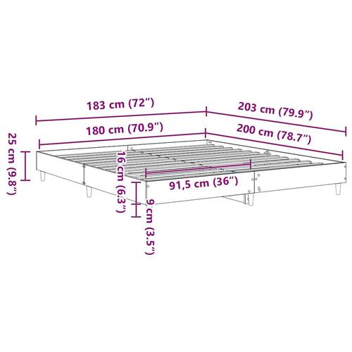 Sengestel uden madras 180x200 cm konstrueret træ sonoma-eg