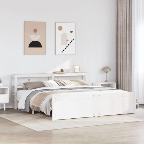 Sengeramme i massivt fyr med sengegavl - hvid 180×200 cm