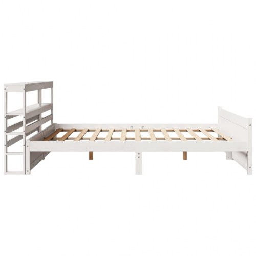Sengeramme i massivt fyr med sengegavl - hvid 180×200 cm