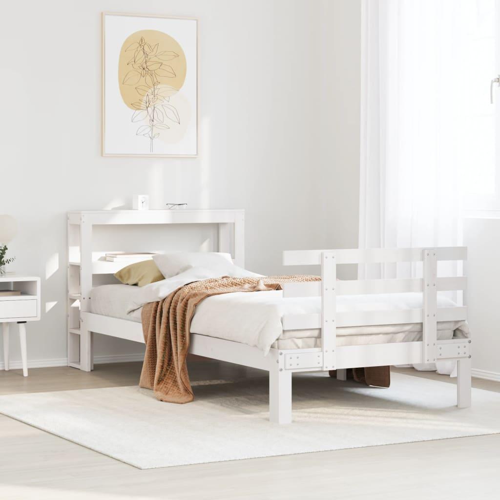 Sengeramme med hovedgærde uden madras Hvid 90x200 cm