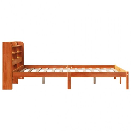 Sengeramme med sengegavl 120x200 cm - massivt fyrretræ, gyldenbrun