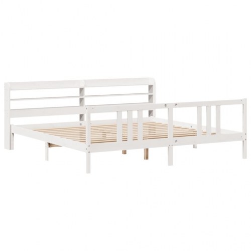Sengeramme med hovedgærde 200 x 200 cm - hvid
