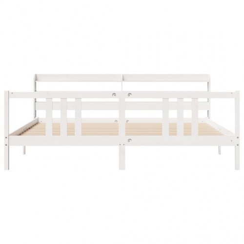 Sengeramme med hovedgærde 200 x 200 cm - hvid