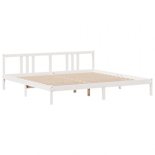 Sengeramme med hovedgærde 200 x 200 cm - hvid