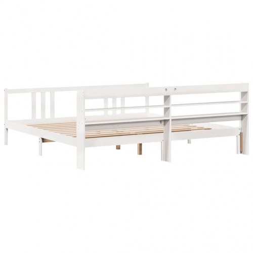 Sengeramme med hovedgærde 200 x 200 cm - hvid