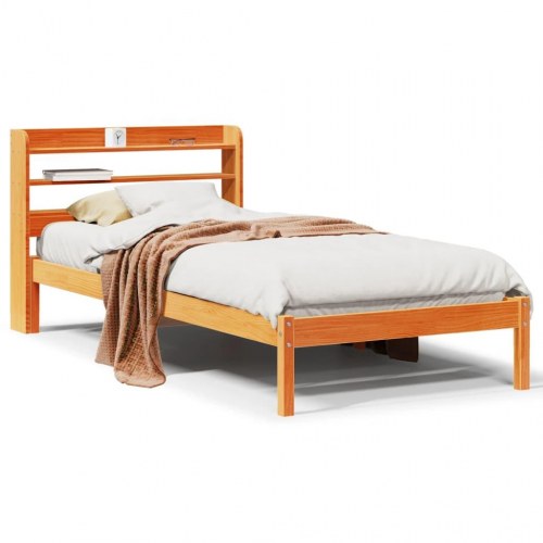 Sengeramme med sengegavl 75×190 cm - massivt fyrretræ, gyldenbrun