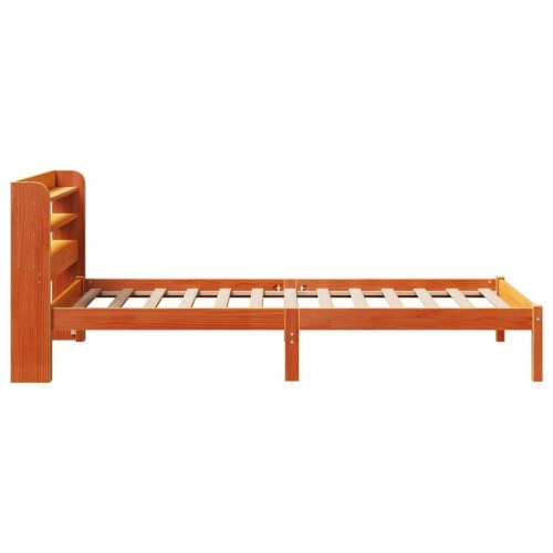 Sengeramme med sengegavl 75×190 cm - massivt fyrretræ, gyldenbrun