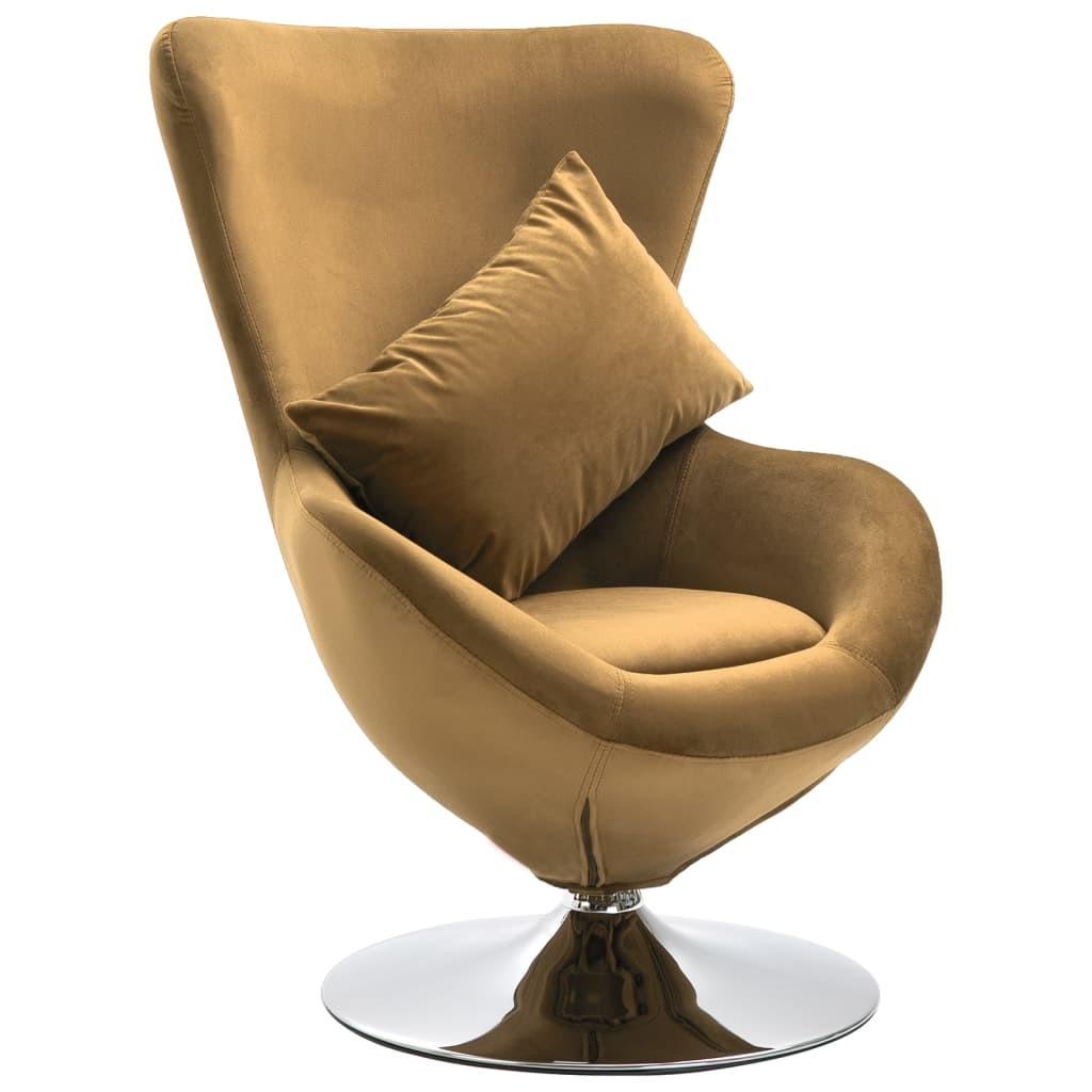Drejelig lænestol med hynde fløjl brun
