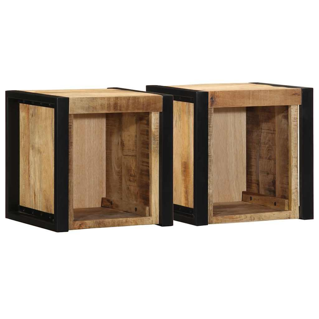 Sengeskabe 40X35X40 Cm Massivt Genbrugstræ Flerfarvet - Massivt mangotræ