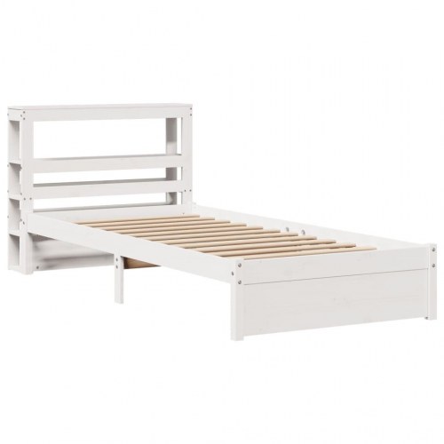 Sengeramme med sengegavl 75 x 190 cm i massivt fyrretræ - hvid