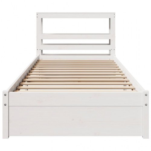 Sengeramme med sengegavl 75 x 190 cm i massivt fyrretræ - hvid