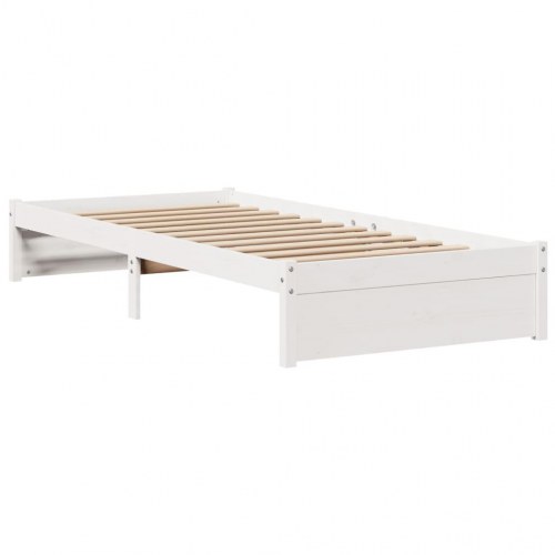 Sengeramme med sengegavl 75 x 190 cm i massivt fyrretræ - hvid