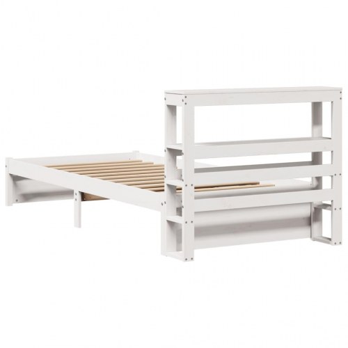 Sengeramme med sengegavl 75 x 190 cm i massivt fyrretræ - hvid