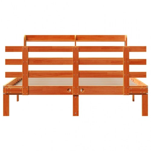 Sengeramme med sengegavl 140x190 cm massivt fyrretræ gyldenbrun