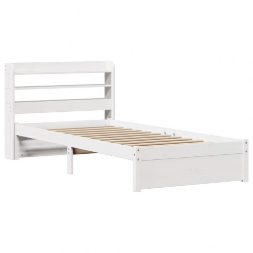 Sengeramme med sengegavl 75 x 190 cm massivt fyrretræ - hvid