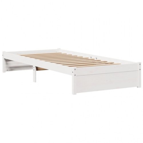 Sengeramme med sengegavl 75 x 190 cm massivt fyrretræ - hvid