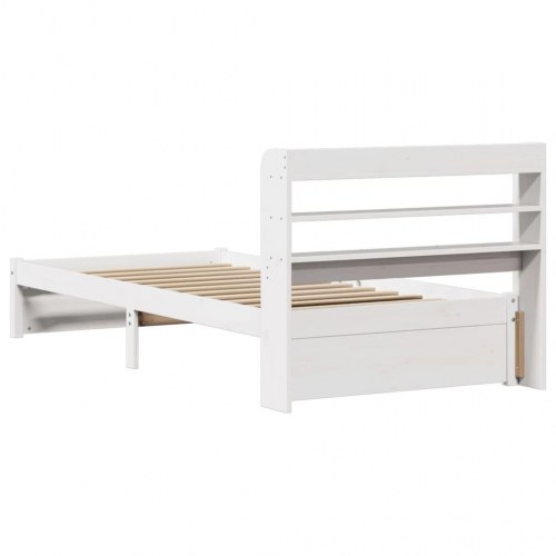 Sengeramme med sengegavl 75 x 190 cm massivt fyrretræ - hvid