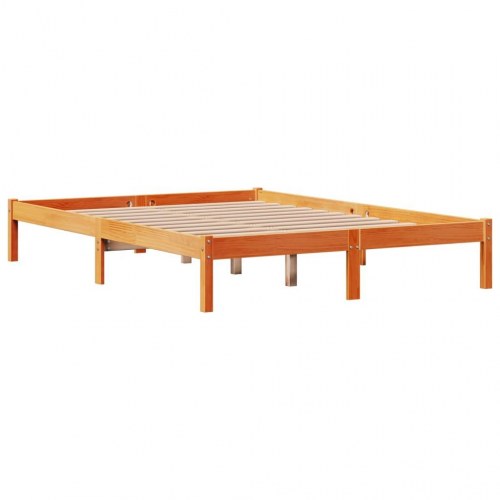 Sengeramme med sengegavl 150x200 cm - gyldenbrun