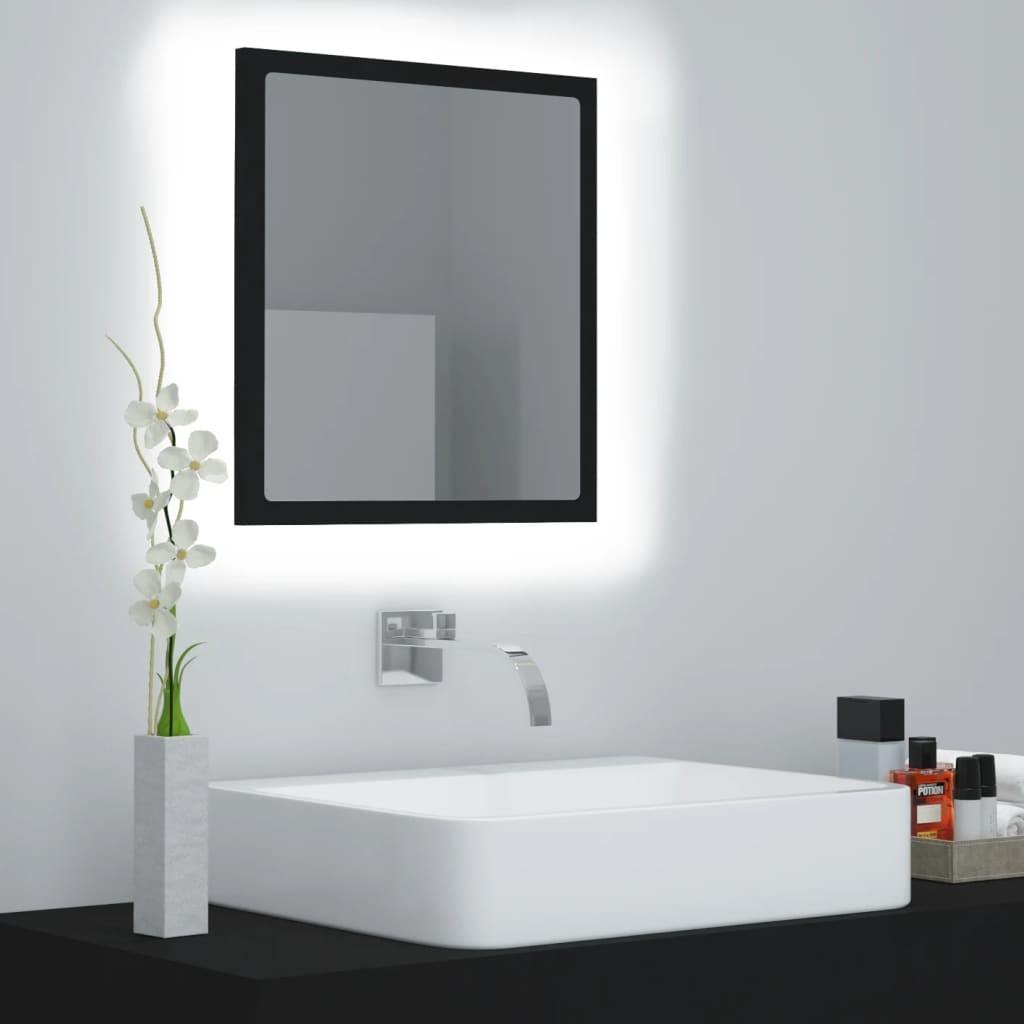 Badeværelsesspejl med LED-lys 40x8,5x37 cm akryl sort