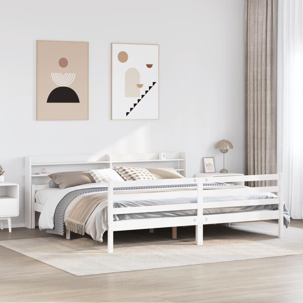 Sengeramme med hovedgærde uden madras Hvid 200x200 cm