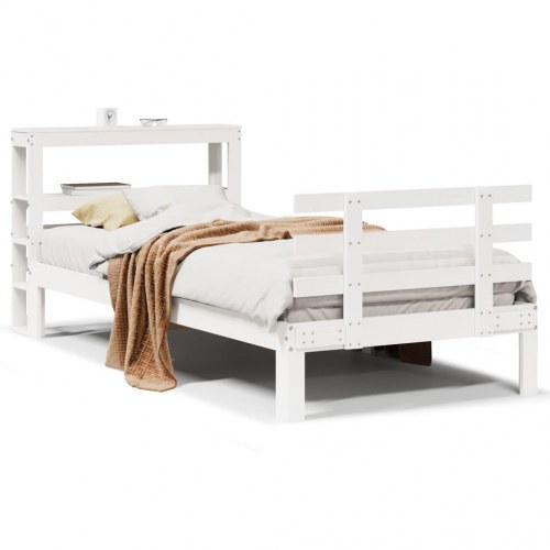 Sengeramme med sengegavl 75×190 cm - massivt fyrretræ, hvid