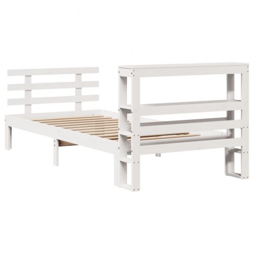 Sengeramme med sengegavl 75×190 cm - massivt fyrretræ, hvid