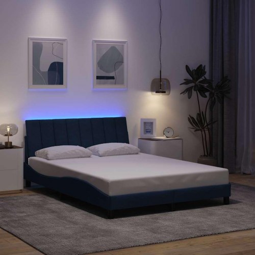 Sengeramme Hanko 140 x 190 cm med LED uden madras - blå