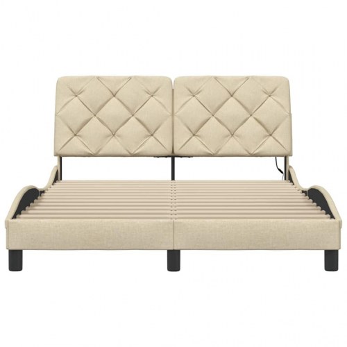 Sengeramme med LED uden madras 140 x 190 cm - cremefarvet