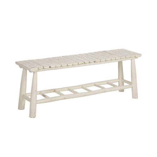 Stol Hvid Teak 120 x 30 x 45 cm