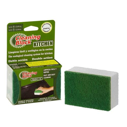 Svamp Cleaning Block Grøn Glas (10 x 7 x 4,5 cm)