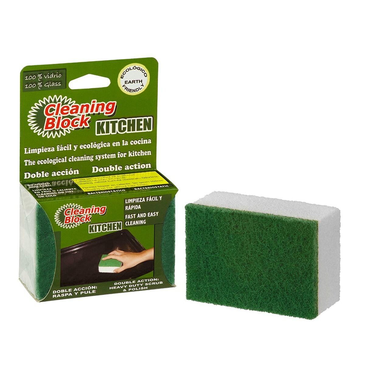 Svamp Cleaning Block Grøn Glas (10 x 7 x 4,5 cm)