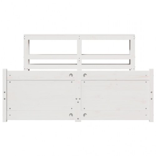 Sengeramme med sengegavl 150×200 cm - massivt fyrretræ, hvid