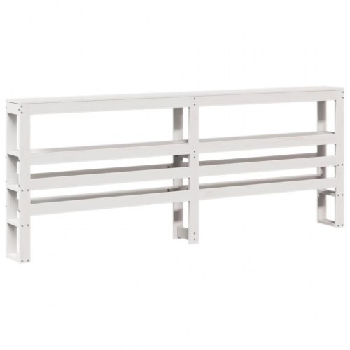 Sengeramme med sengegavl 150×200 cm - massivt fyrretræ, hvid