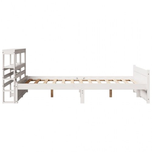 Sengeramme med sengegavl 150×200 cm - massivt fyrretræ, hvid