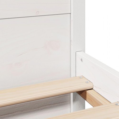 Sengeramme med sengegavl 150×200 cm - massivt fyrretræ, hvid
