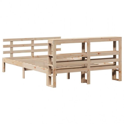 Sengeramme med sengegavl 150x200 cm - massivt fyrretræ