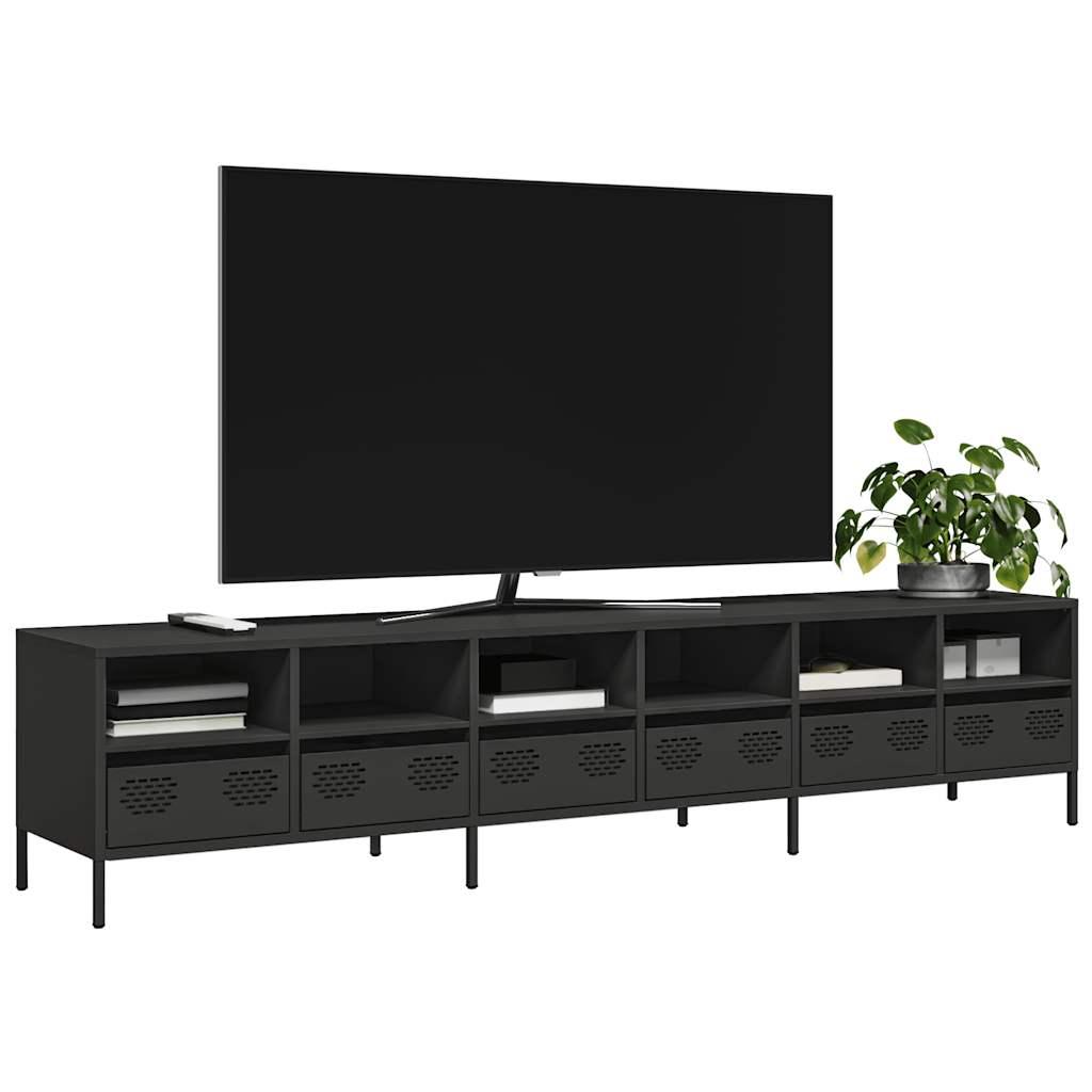 Tv-Bord 68X39X43,5 Cm Koldvalset Stål - 202 cm / Sort