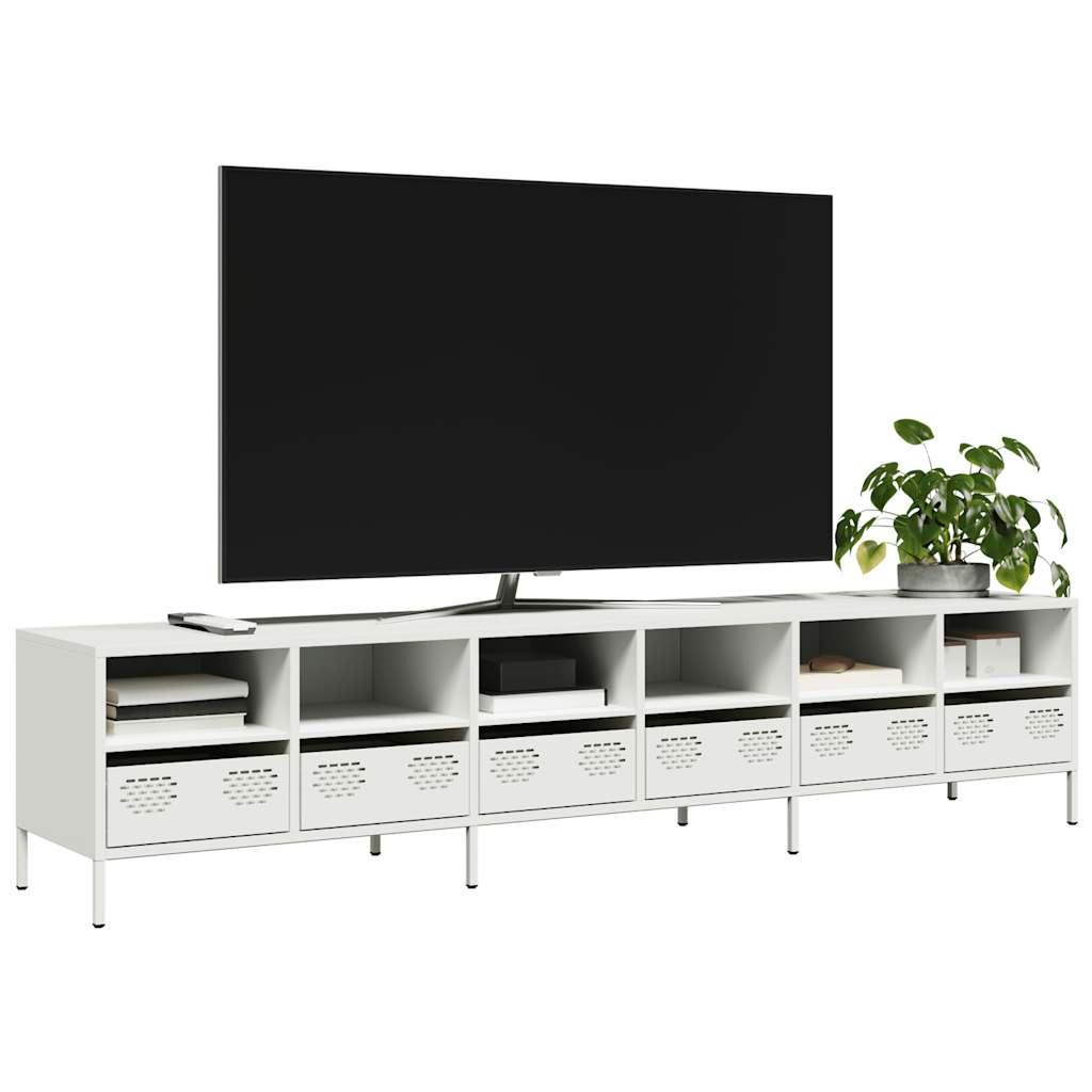 Tv-Bord 68X39X43,5 Cm Koldvalset Stål - 202 cm / Hvid