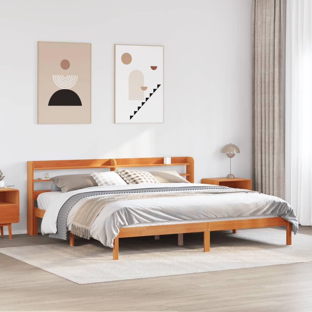 Sengeramme Uden Madras Massivt Fyrretræ - Gyldenbrun / 200 x 200 cm