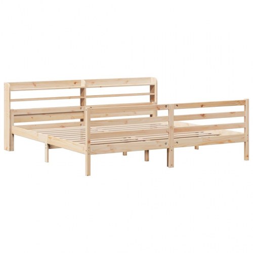 Sengeramme med sengegavl 200 x 200 cm - massivt fyrretræ