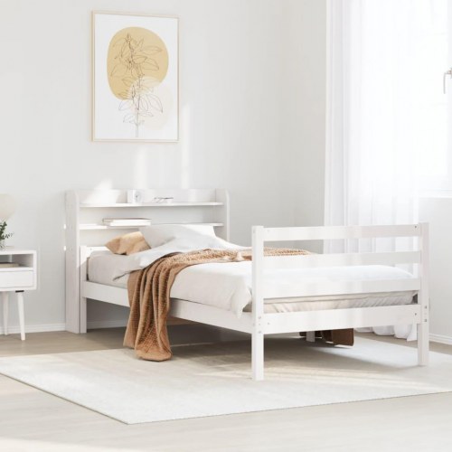 Sengeramme med hovedgærde 100 x 200 cm - hvid