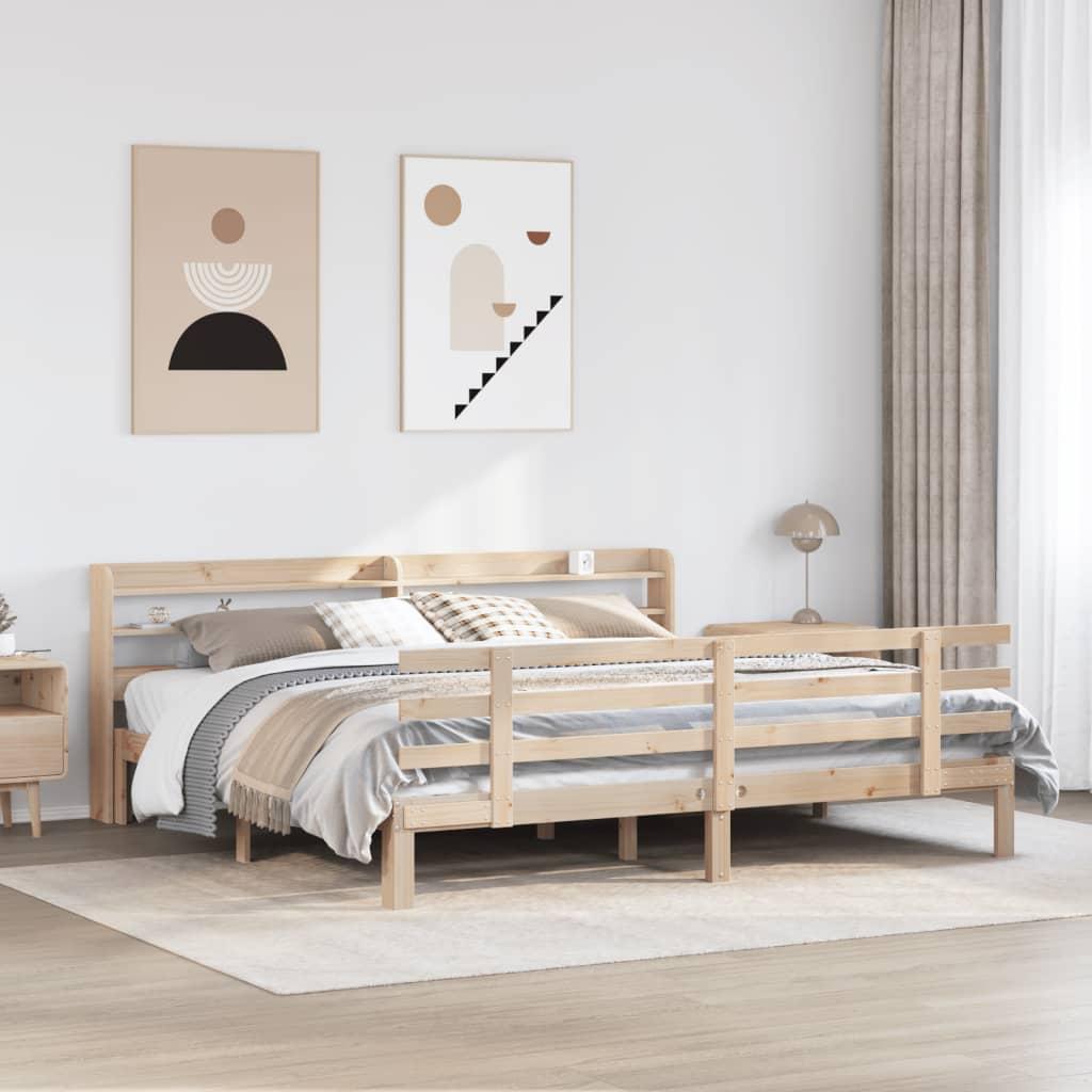 Sengeramme Med Sengegavl Massivt Fyrretræ - Brun / 180 x 200 cm