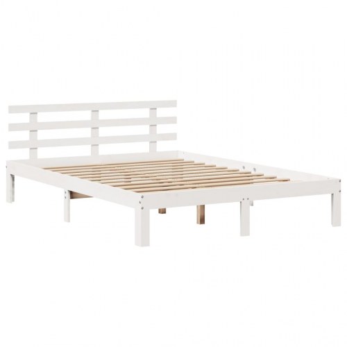 Sengeramme i massivt fyr med hovedgærde - hvid 120x200 cm