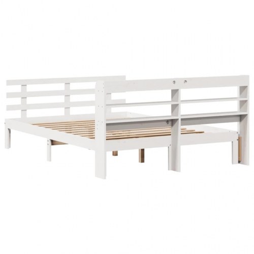 Sengeramme i massivt fyr med hovedgærde - hvid 120x200 cm