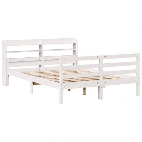 Sengeramme med sengegavl og hylder 150 x 200 cm - hvid
