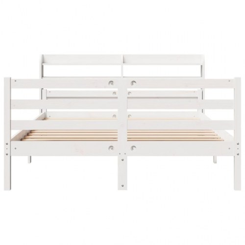 Sengeramme med sengegavl og hylder 150 x 200 cm - hvid